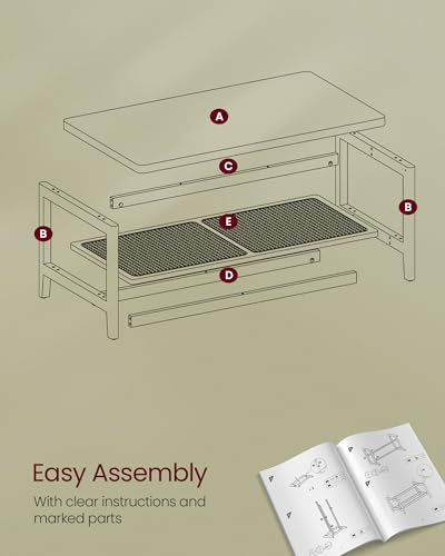 2-Tier Coffee Table with PVC Rattan Storage Shelf S2076