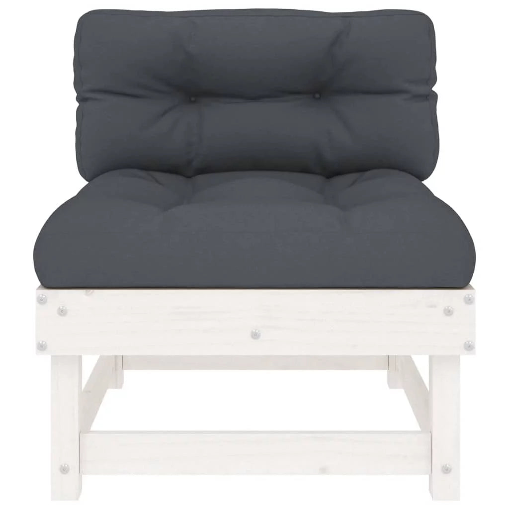 White Solid Wood Pine Middle Sofa with Cushions U335041