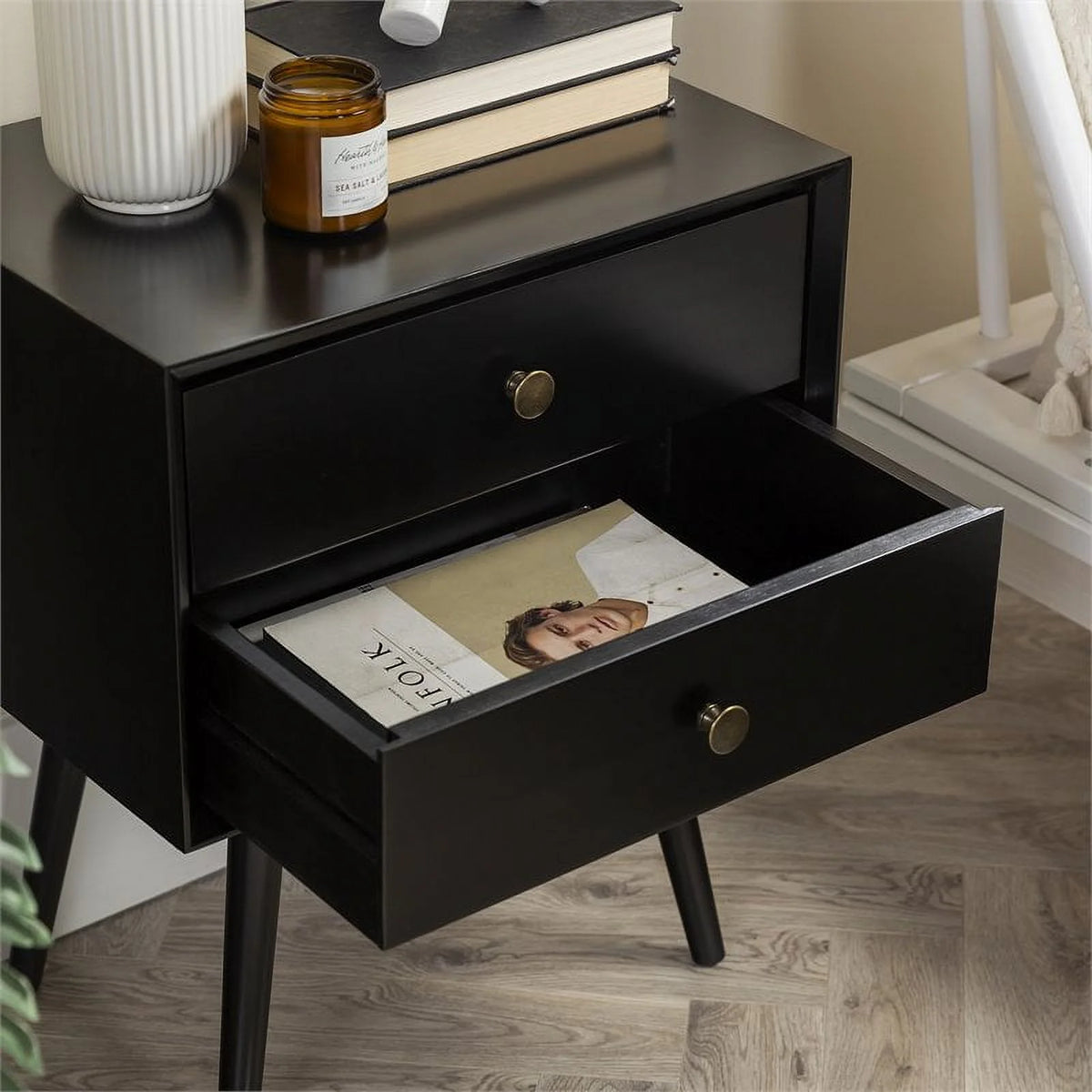Black 2-Drawer Nightstand A892525