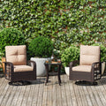 3 Piece Swivel Rocking Wicker Patio Chairs Set with Beige Cushions Z723