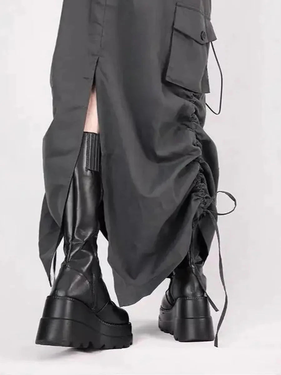 Grunge Ruffled Split Midi Dress P588688