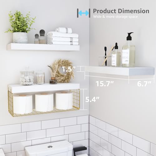 16 inch Set of 3 Rustic Brown Floating Shelves W17777
