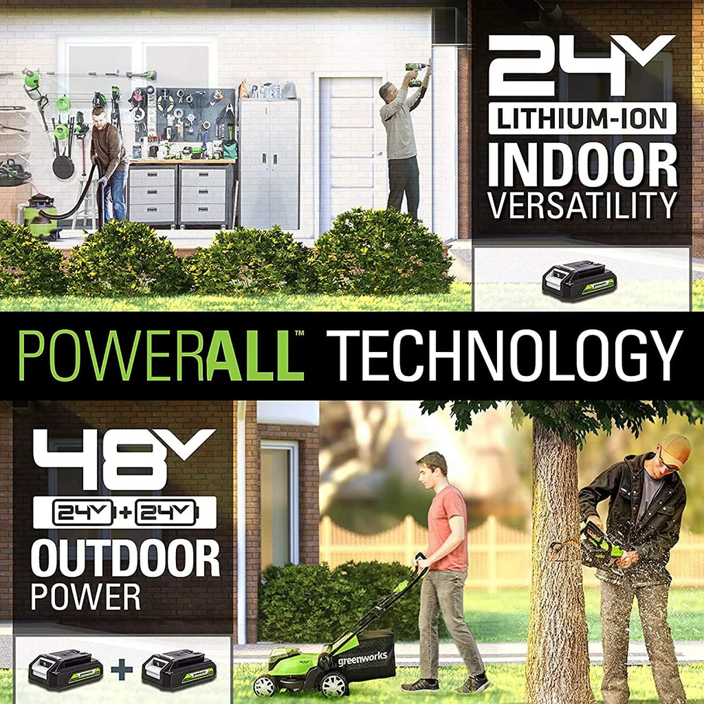 48V 17 Battery-Powered Push Lawn Mower with 2 x 24V 4Ah Batteries G781672