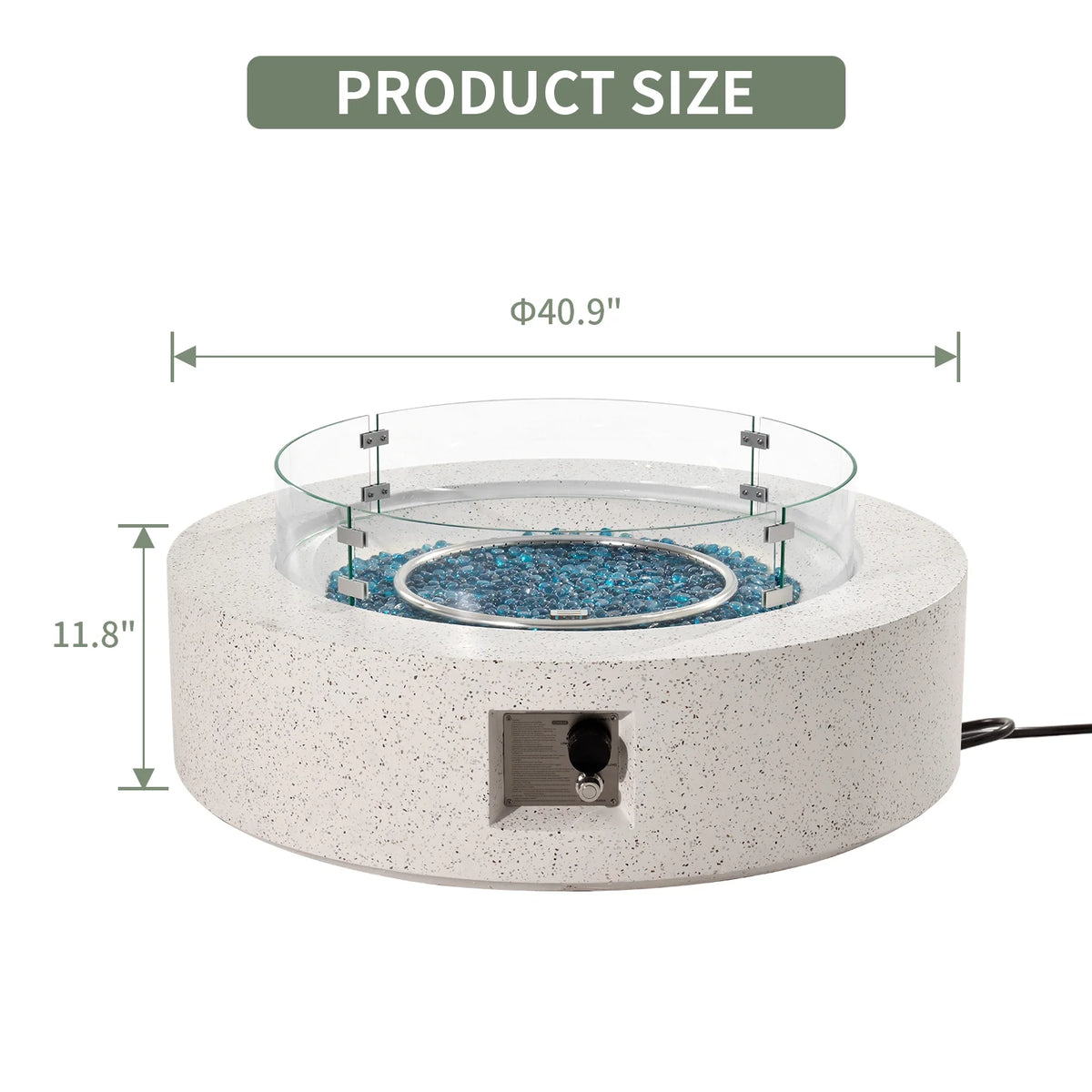 40.5-inch Round Propane Fire Pit Coffee Table with Wind Guard and Rain Cover B4694