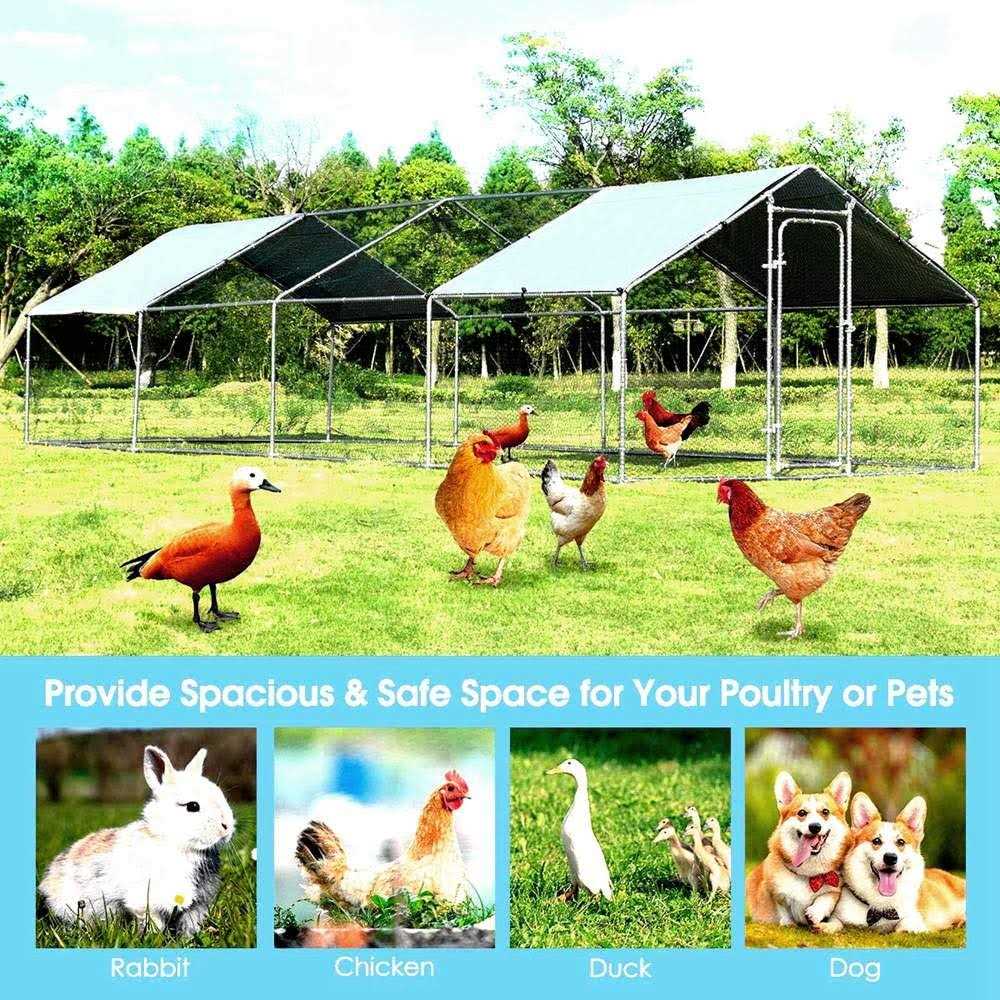 Large Walk-in Metal Chicken Coop with Waterproof Cover R441854