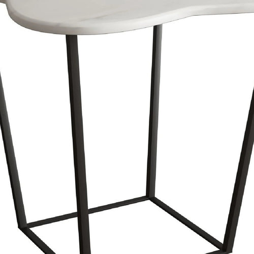 20 Inch Marble Top Metal End Table L95634