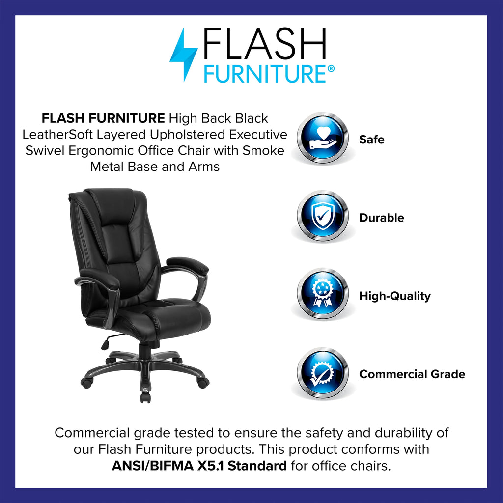 Black LeatherSoft High Back Ergonomic Office Chair D842567
