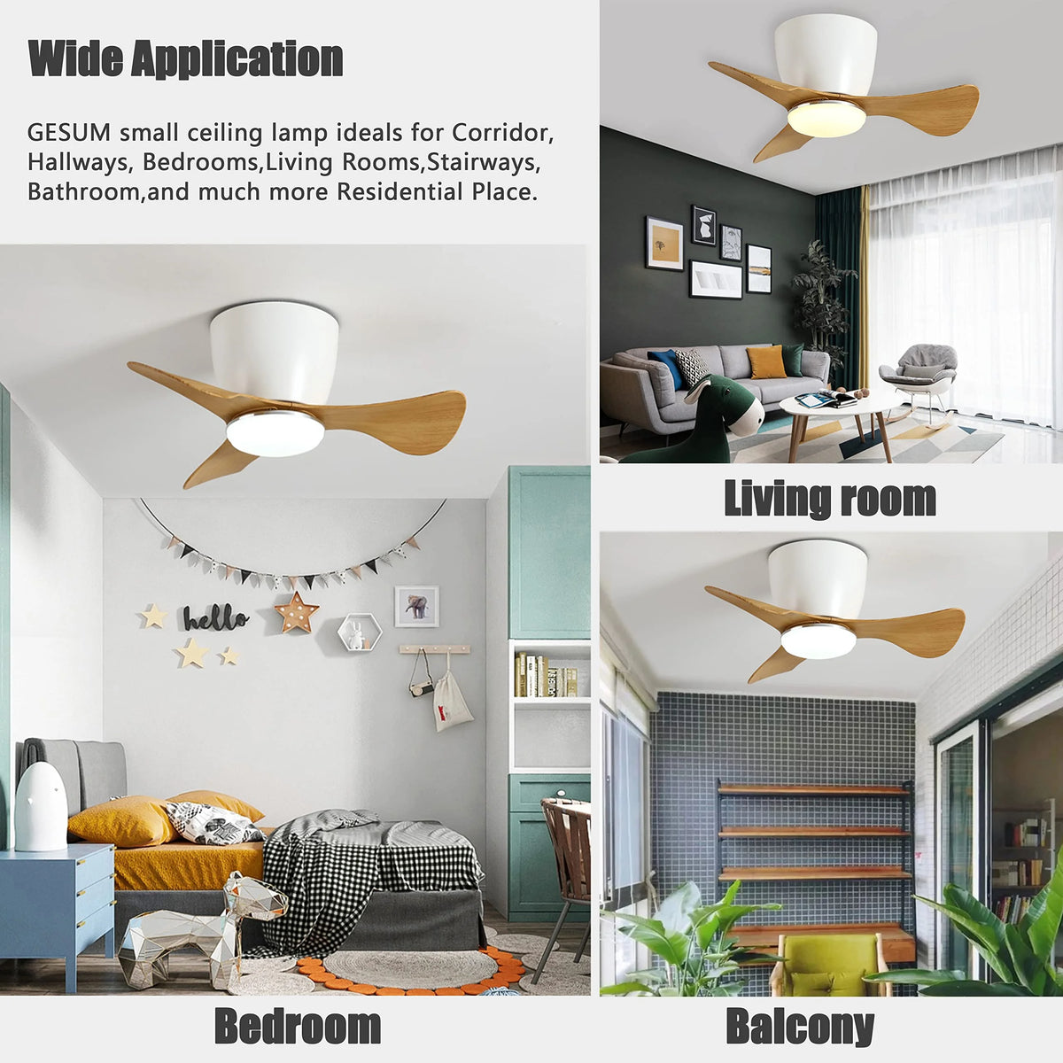 White 22 Inch 3 Reversible Blades Ceiling Fan with Lights M3339