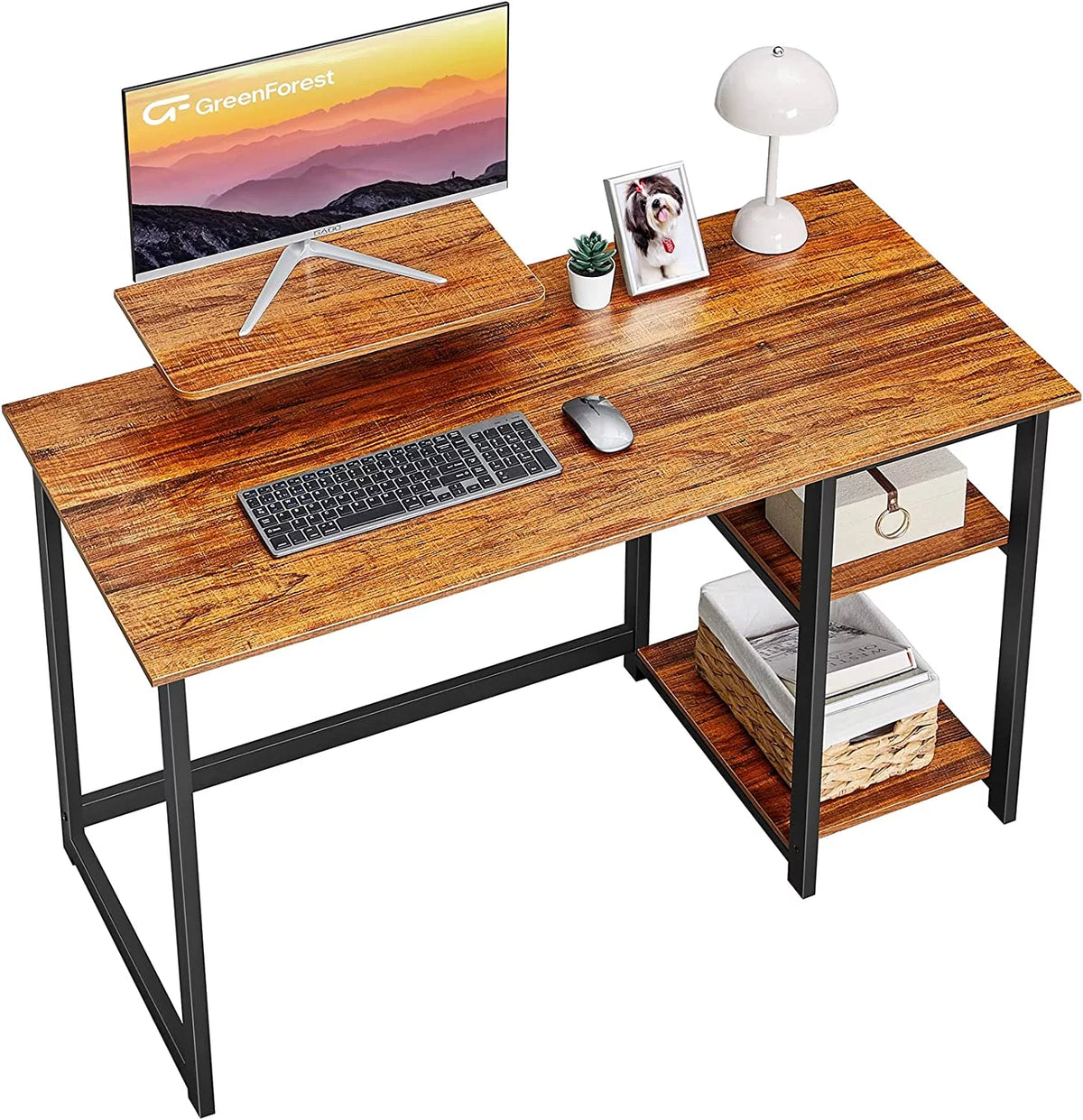 39 inch Computer Desk with Monitor Stand and Reversible Storage Shelve G18625
