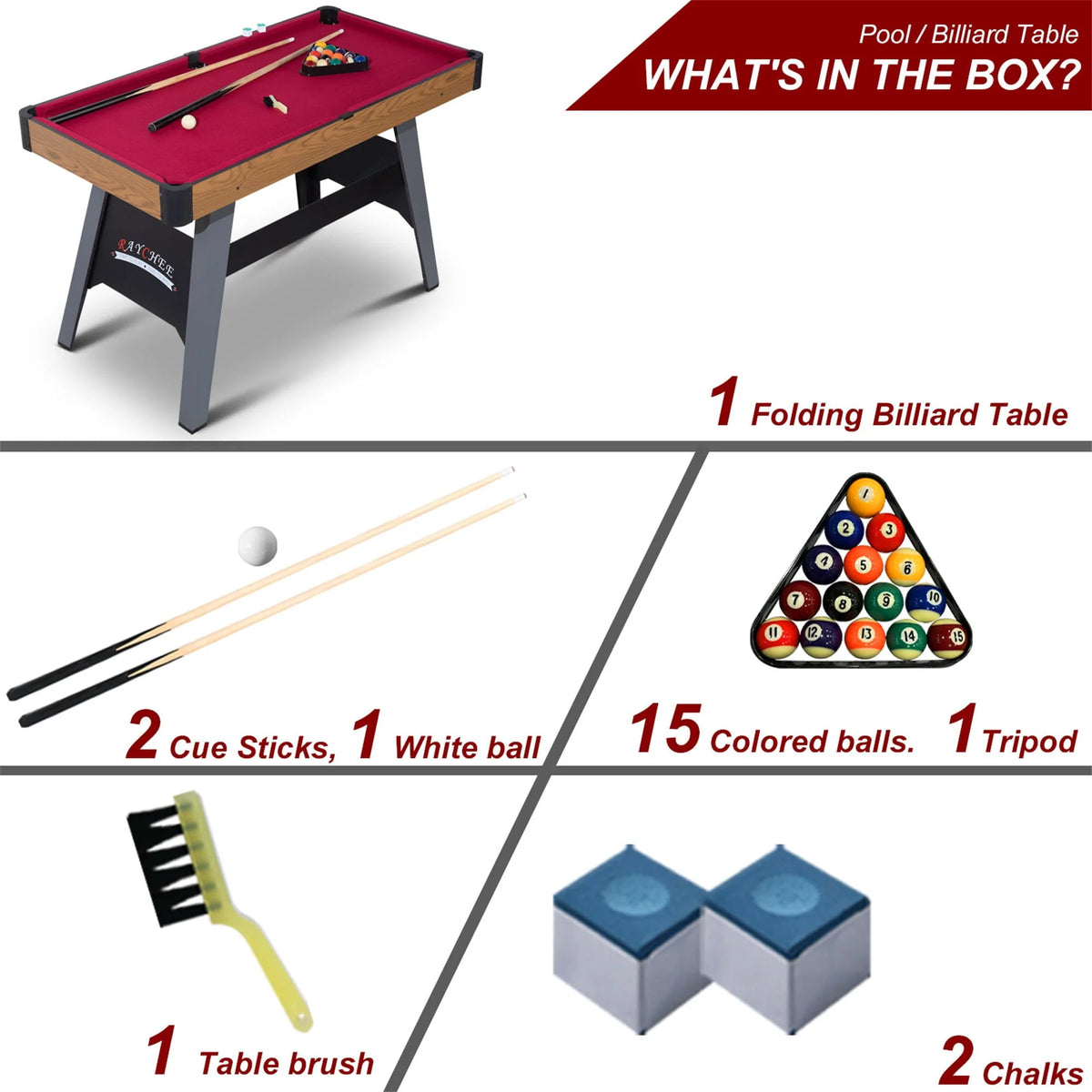 4-Ft Portable Pool Table Set with Cue Sticks and Balls F955