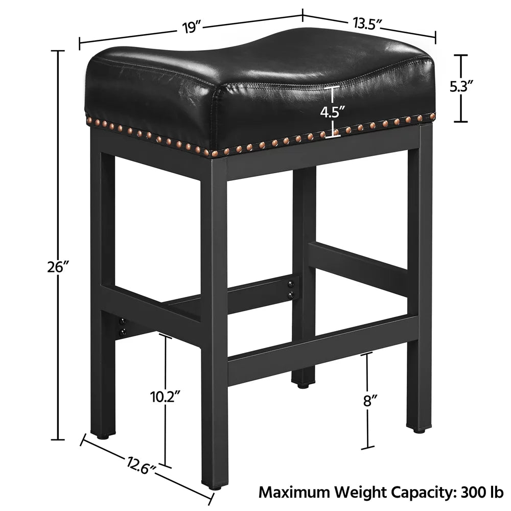 Set of 2 Black Faux Leather Bar Stools Y2674