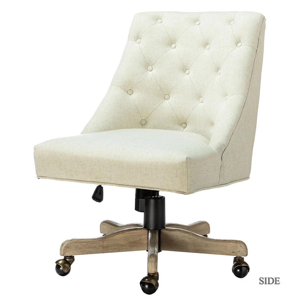 Gray Tufted Back Linen Style Rolling Office Chair L746384