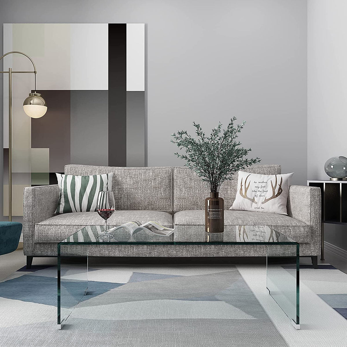 Clear Glass Coffee Table 39.37" x 19.5" H613