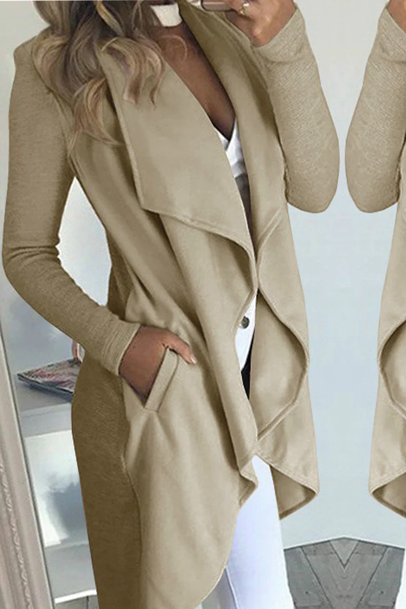 Casual Solid Patchwork Turndown Collar Outerwear V947