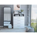 White Four Drawer Dresser with Hutch T3806