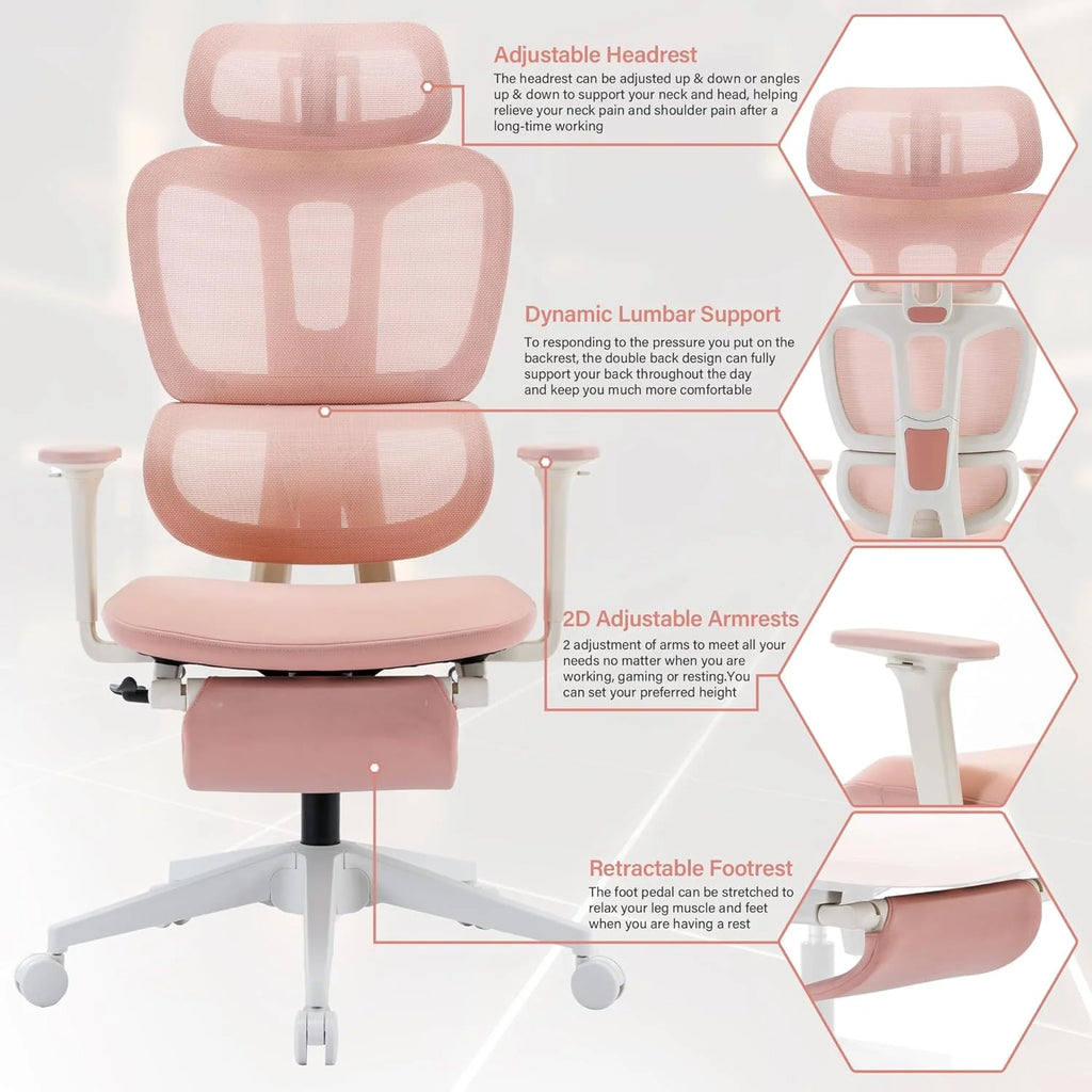 Black Ergonomic Mesh Office Chair with Footrest and Headrest R389