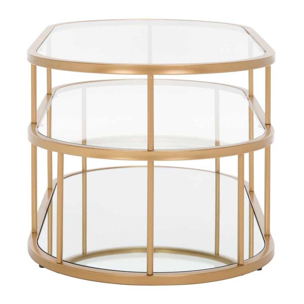 3 Shelf Gold Glass Coffee Table L29435