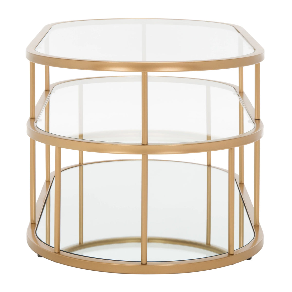 3 Shelf Gold Glass Coffee Table L29435
