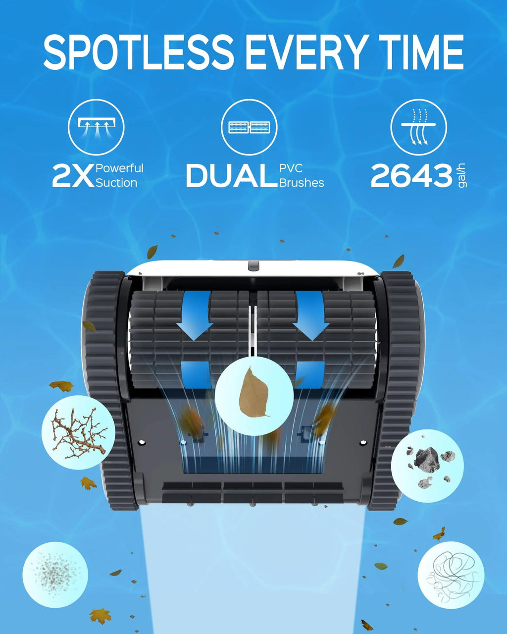 Cordless Robotic Pool Cleaner with Wall Climbing S70043