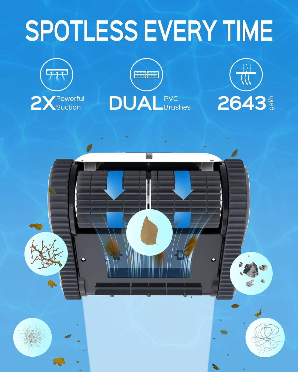 Cordless Robotic Pool Cleaner with Wall Climbing S70043
