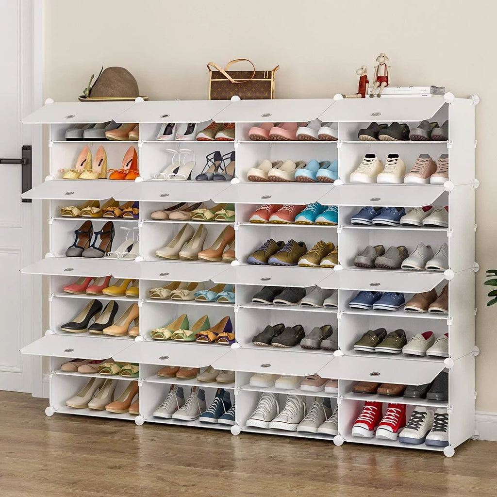 32-Cube 64-Pair 8-Tier White Shoe Storage Cabinet J882719