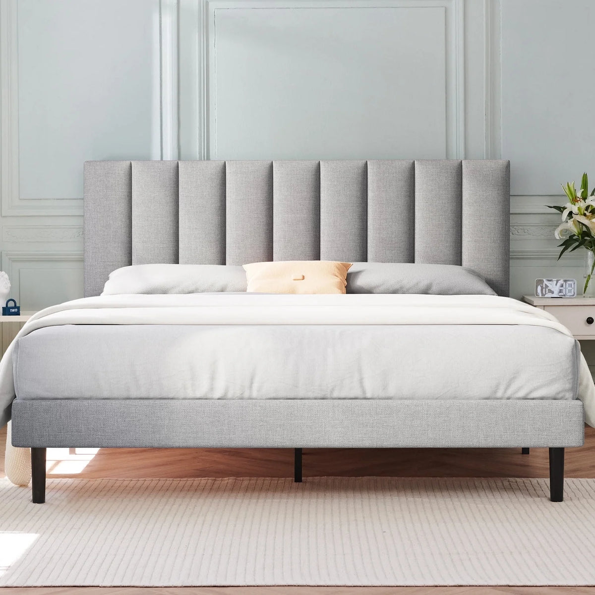 Queen Upholstered Platform Bed Frame with Headboard L957