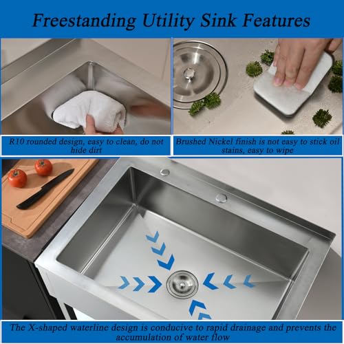 Free Standing Stainless Steel Utility Sink with Faucet A113