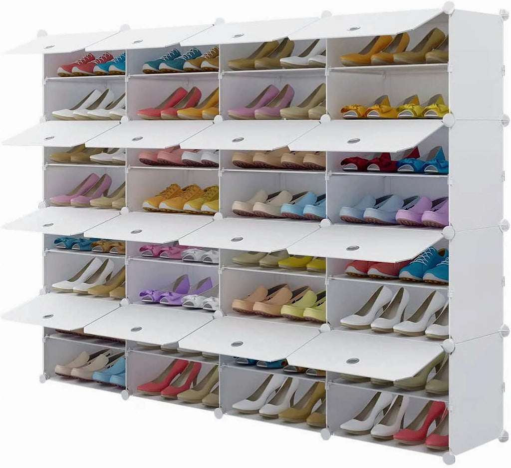 32-Cube 64-Pair 8-Tier White Shoe Storage Cabinet J882719