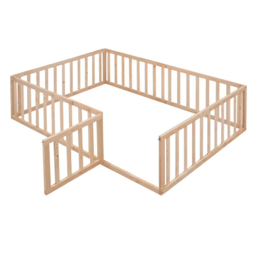 Full Size Wood Daybed Frame with Fence J858