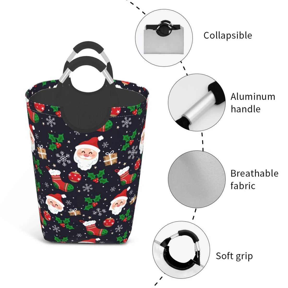Snowflake Rectangular Collapsible Laundry Basket with Handles Q536