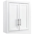White Wood Wall Cabinet with Doors and Shelves U4103