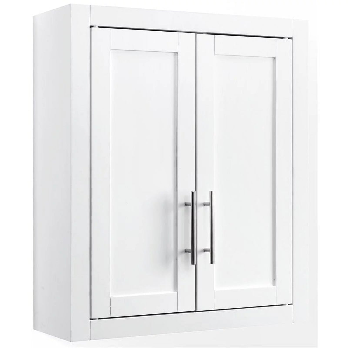 White Wood Wall Cabinet with Doors and Shelves U4103