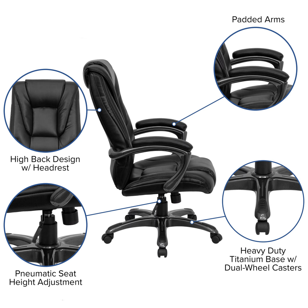 Black LeatherSoft High Back Ergonomic Office Chair D842567