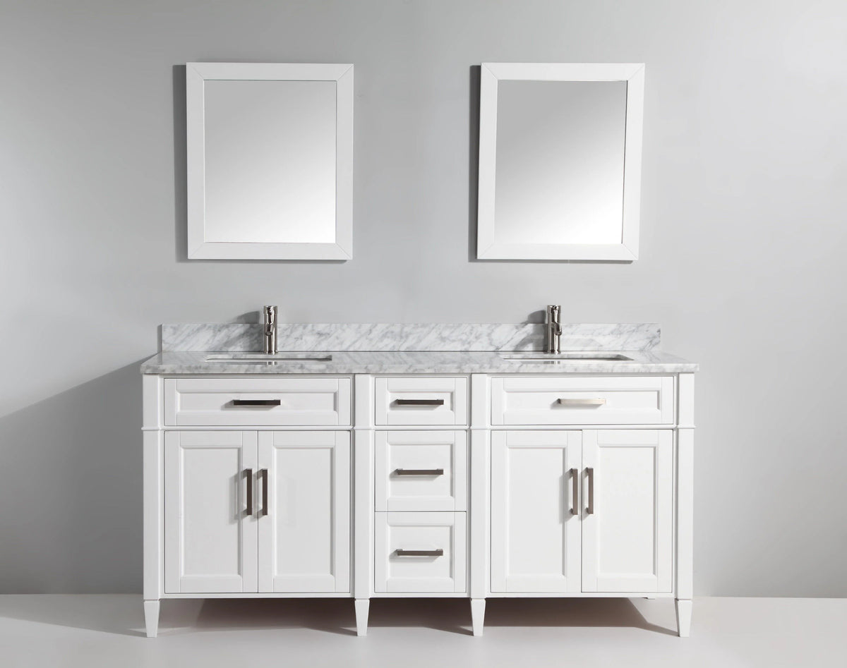 72 in. Double Sink Vanity in Carrara Marble & Mirror - White F72248