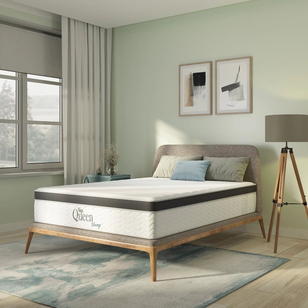 8 Inch Hybrid Memory Foam and Coils Mattress, Queen Size P7661