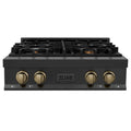 30 In. 4 Gas Burners Black Stainless Steel Rangetop D26550