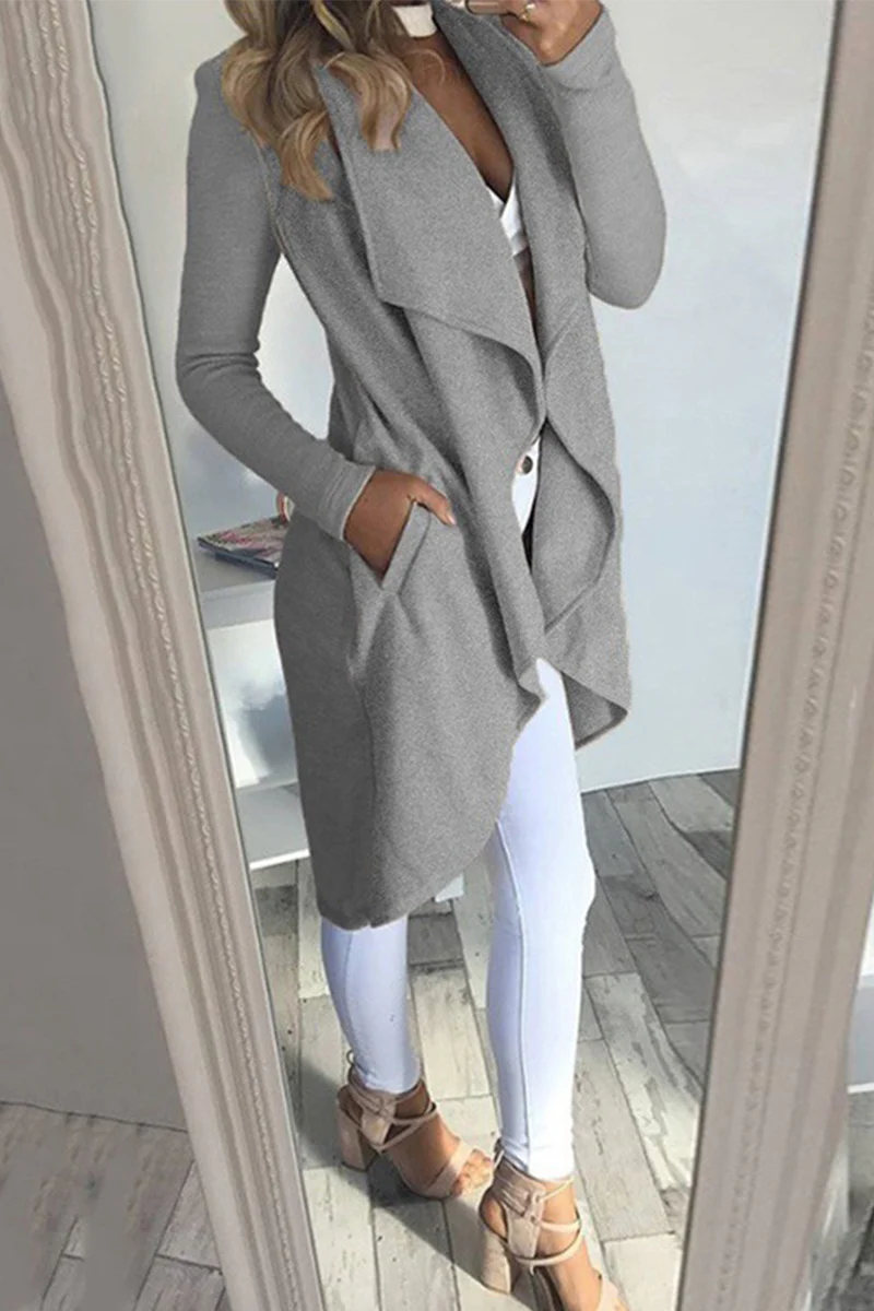 Casual Solid Patchwork Turndown Collar Outerwear V947