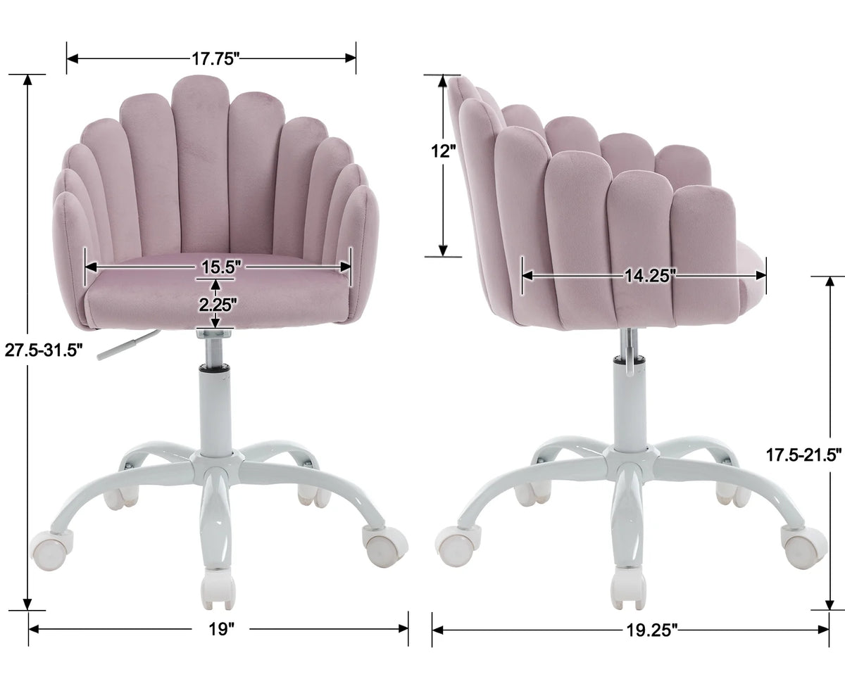 Purple Velvet Adjustable Kids Swivel Chair H932775