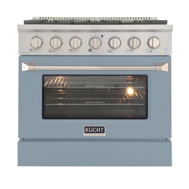 Light Blue 4 Burner Dual Fuel Range Q599
