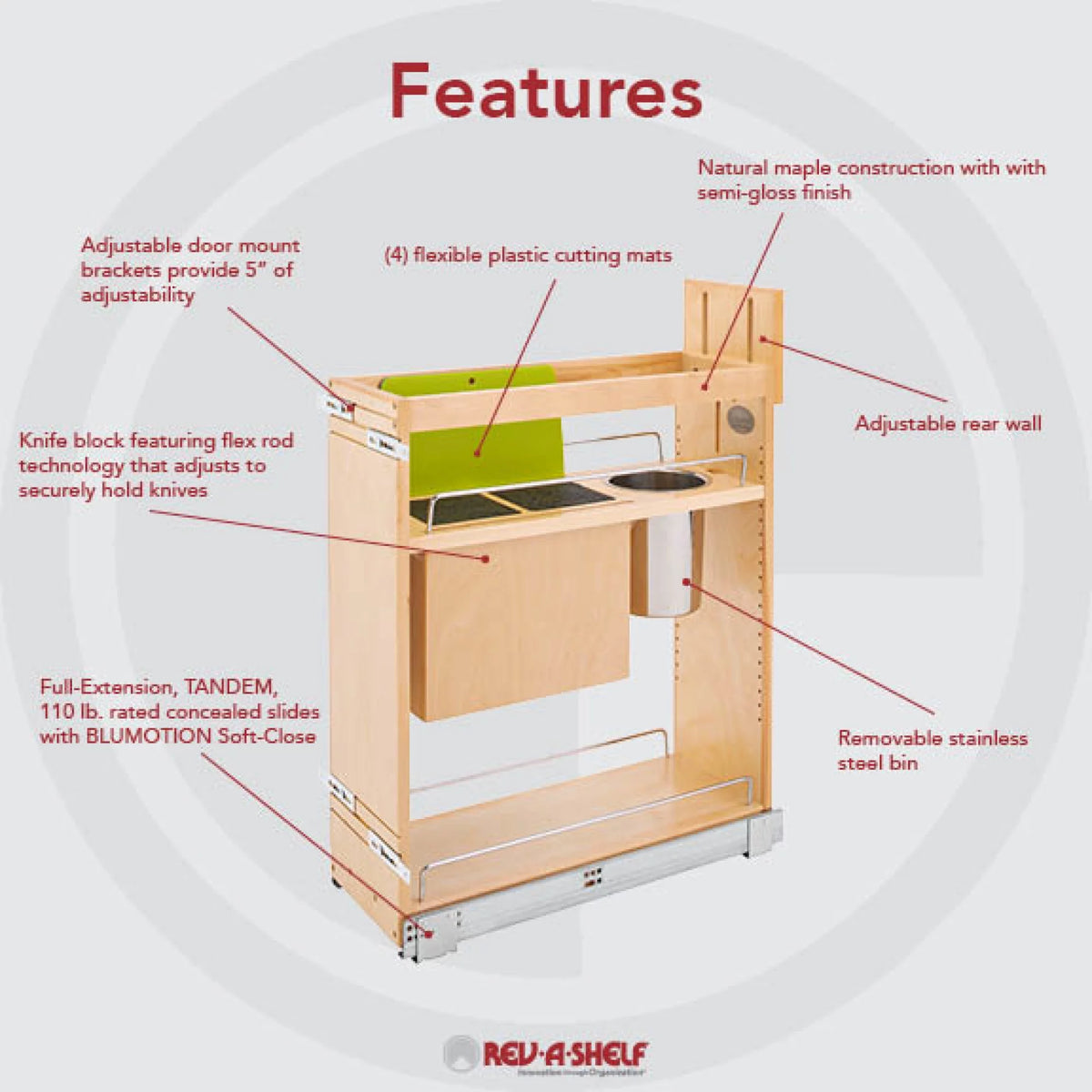 8 Inch Pullout Cabinet Organizer with Knife Block V974