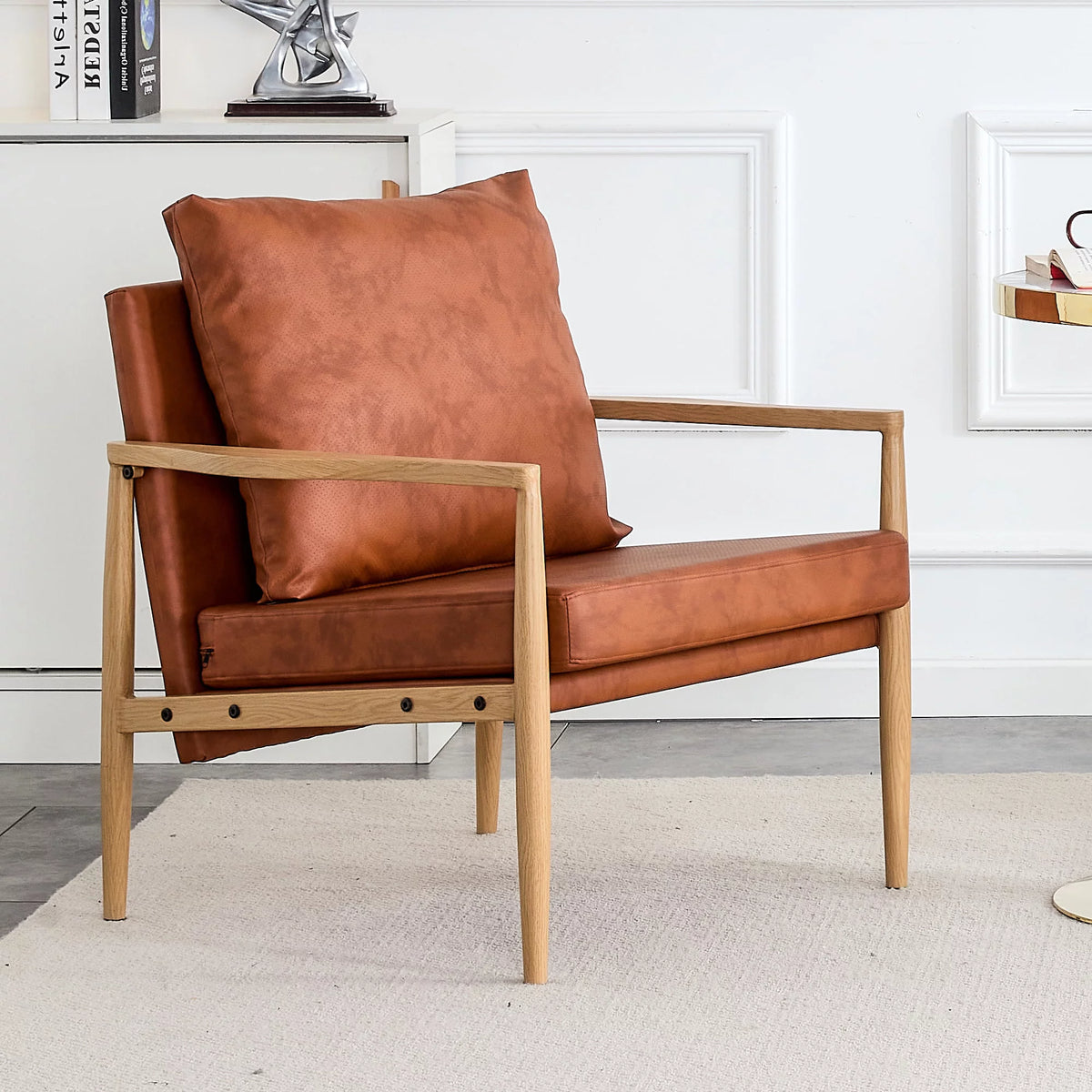 PU Leather Accent Arm Chair with Metal Frame E38444
