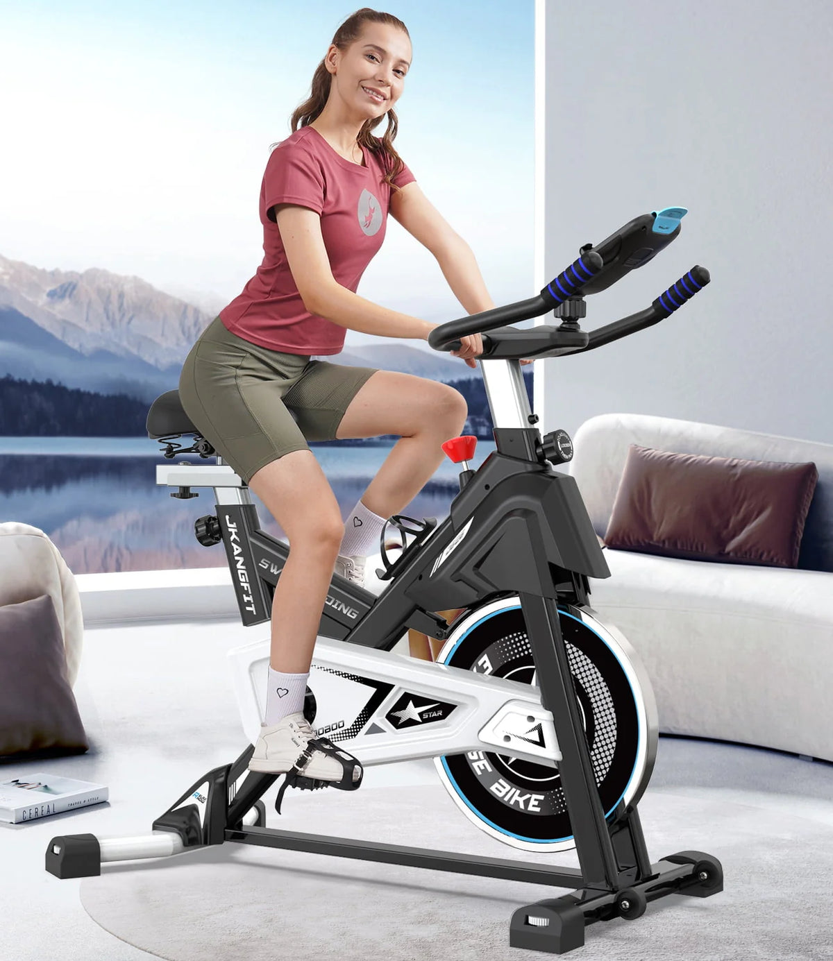 Magnetic Exercise Bike 45lbs Heavy-Duty Quiet Belt Drive D4514